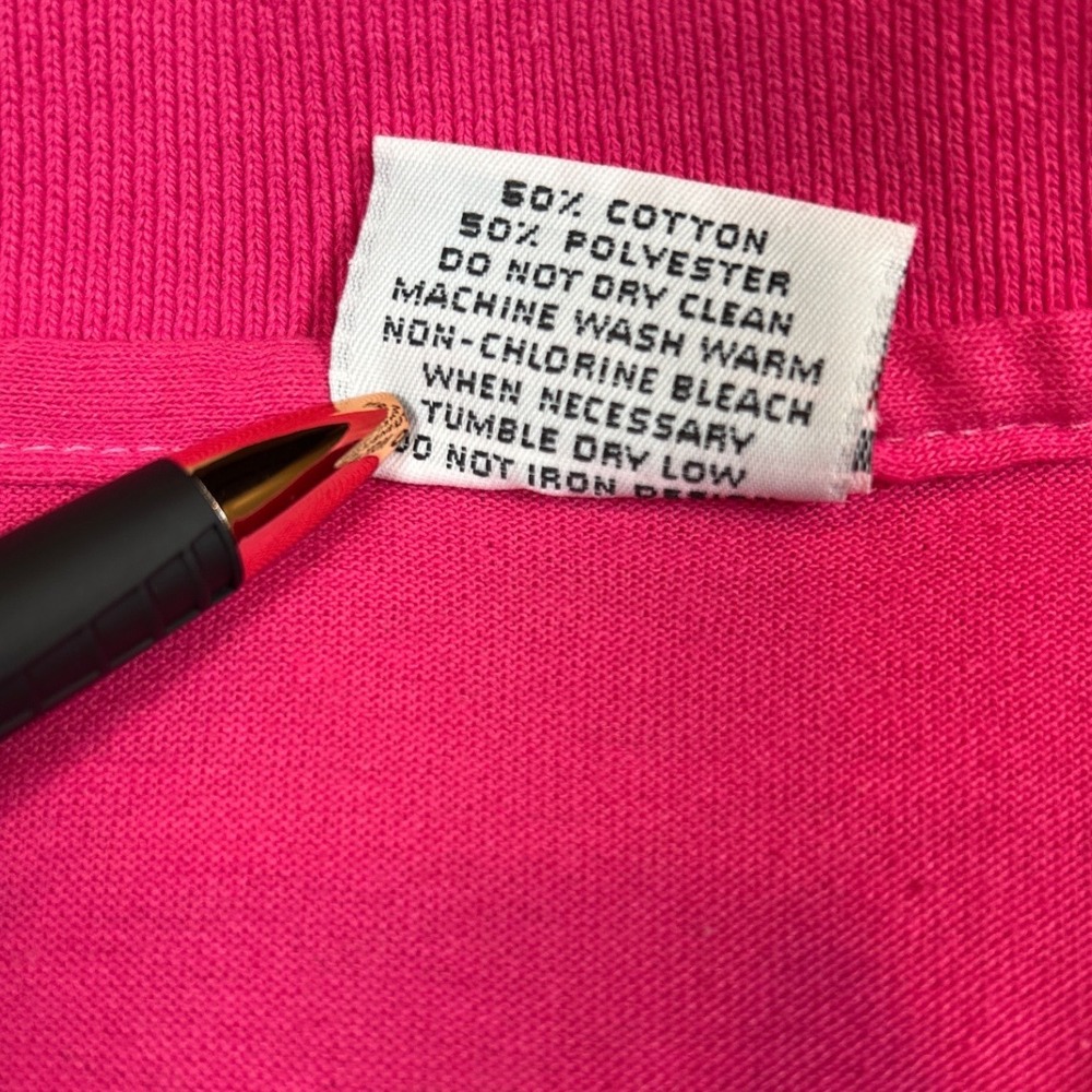 Vintage NASCAR Hot Pink Polo Shirt Embroidered Logo USA Made Womens Size Medium - Picture 5 of 7
